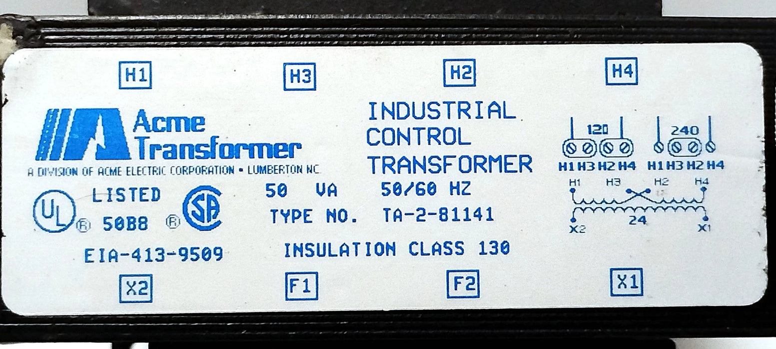 Acme Transformer TA-2-81141 Step-Down Transformer w/ 120/240VAC In and 24VAC Out