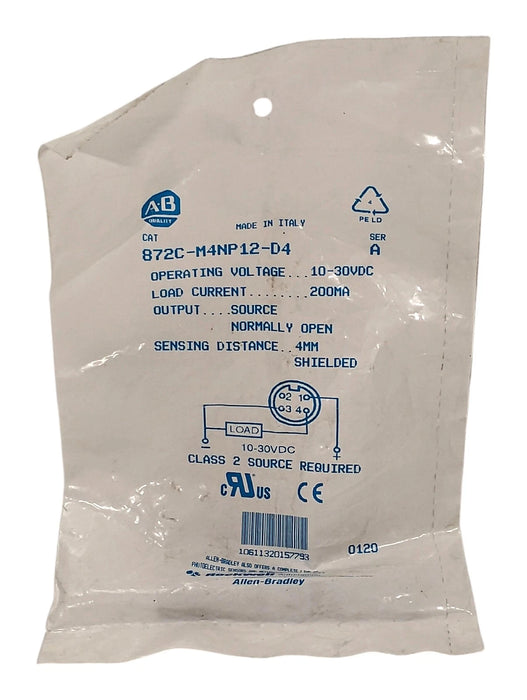 Allen-Bradley 872C-M4NP12-D4 Ser A 10-30VDC Shielded Inductive Proximity Sensor