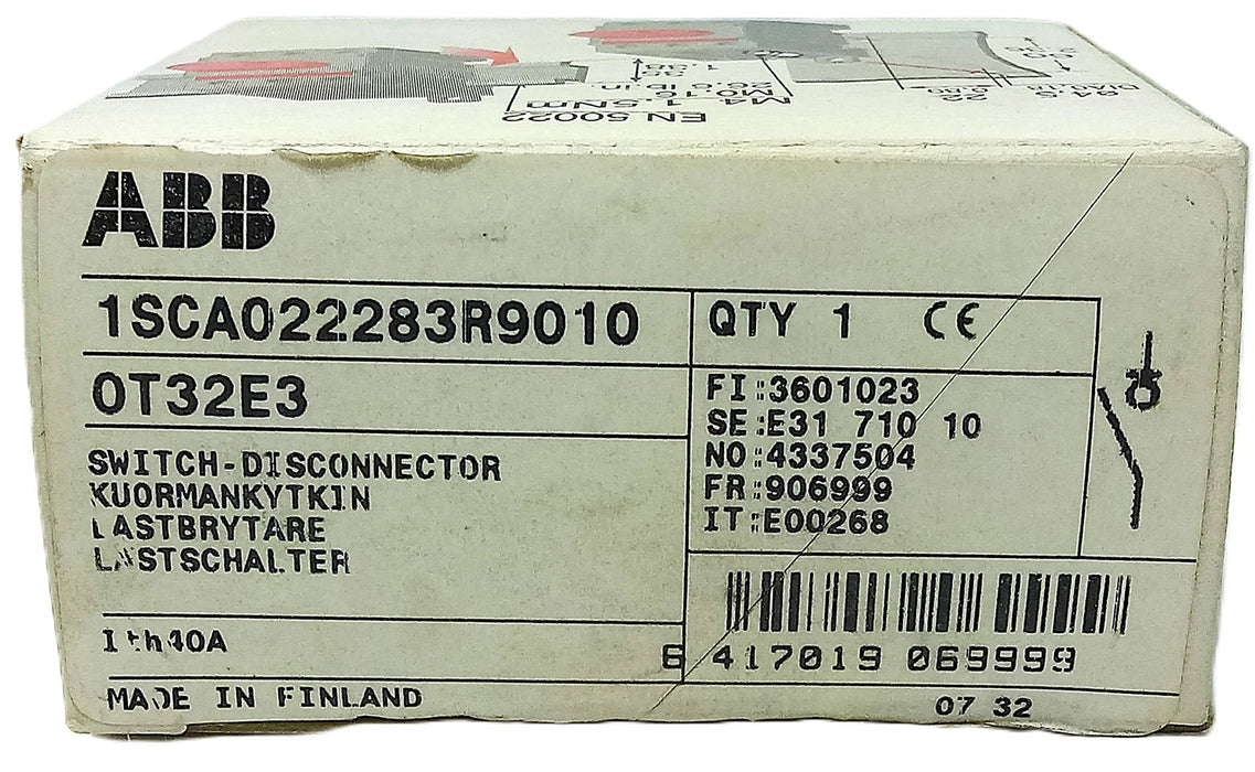 ABB 1SCA022283R9010 600 V AC 40 A Load Disconnect Switch
