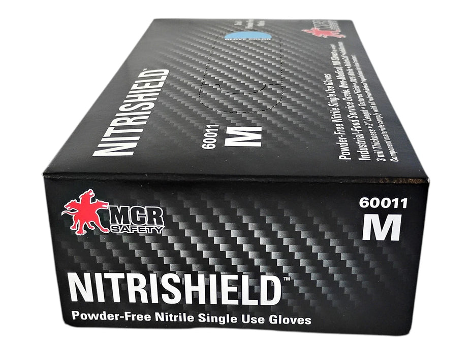 MCR Safety 60011M Medium 3 Mil NITRISHIELD Powder-Free Nitrile Single Use Gloves