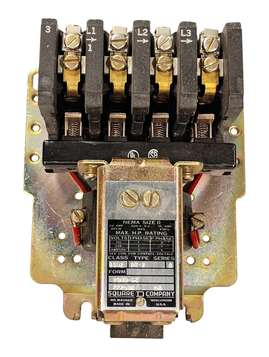 Square D 8502-BO-2 440/480 V AC 20 A 3-Pole NEMA Size 0 Magnetic Contactor