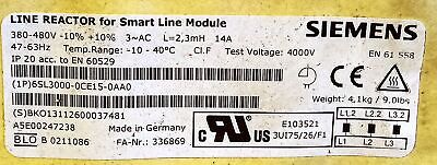 Siemens 6SL3000-0CE15-0AA0 380-480 V 14 A Line Reactor for Smart Line Module