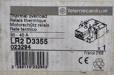 Telemecanique LR2-D3355 3-Phase 600 V 30/40 A Thermal Overload Protection Relay