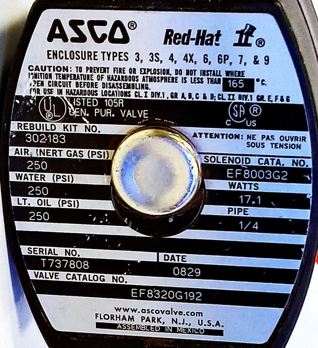 ASCO EF8320G192 120 V 250 psi Solenoid Valve