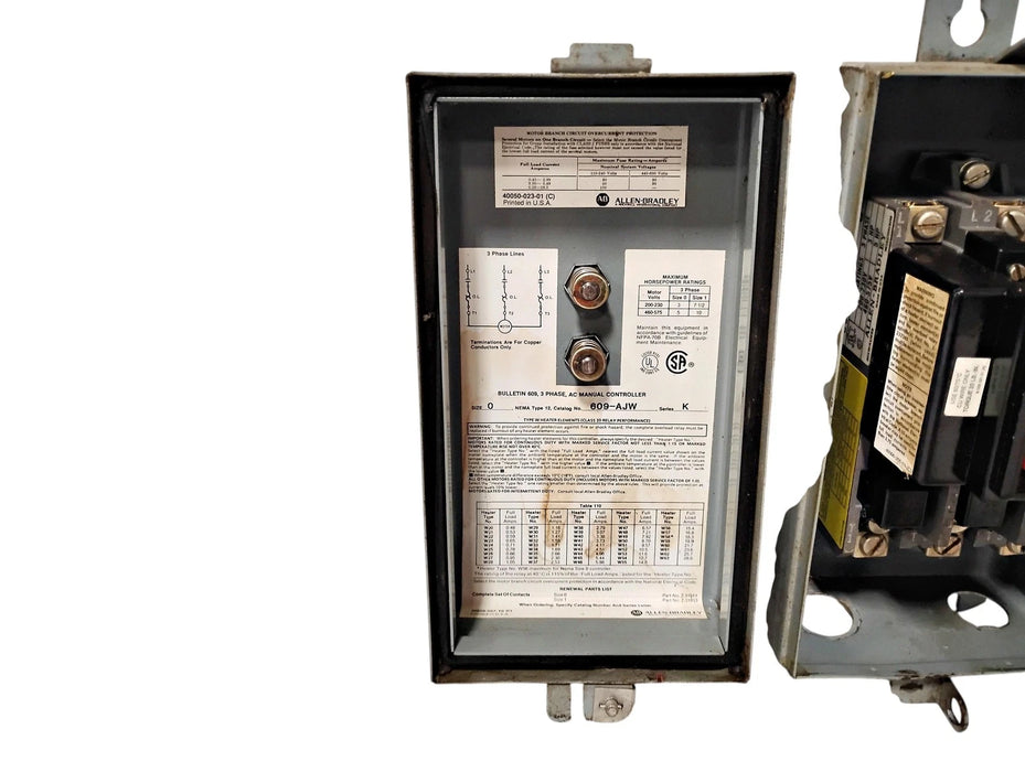 Allen-Bradley 609-AJW Ser K Size 0 Starter in NEMA 12 IP54 Enclosure
