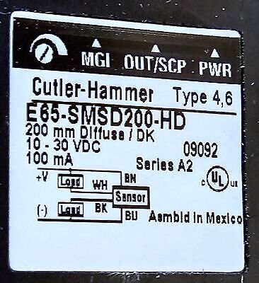 Eaton E65-SMSD200-HD 10-30VDC Photoelectric Proximity Sensor