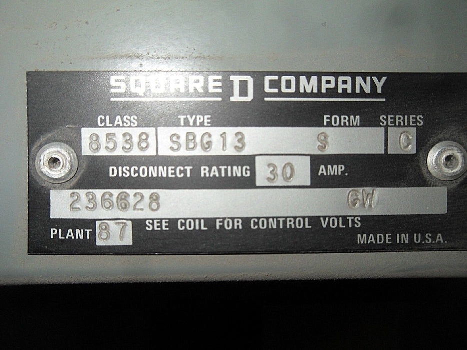 Square D 8538-SBG-13 AC Combination Starter