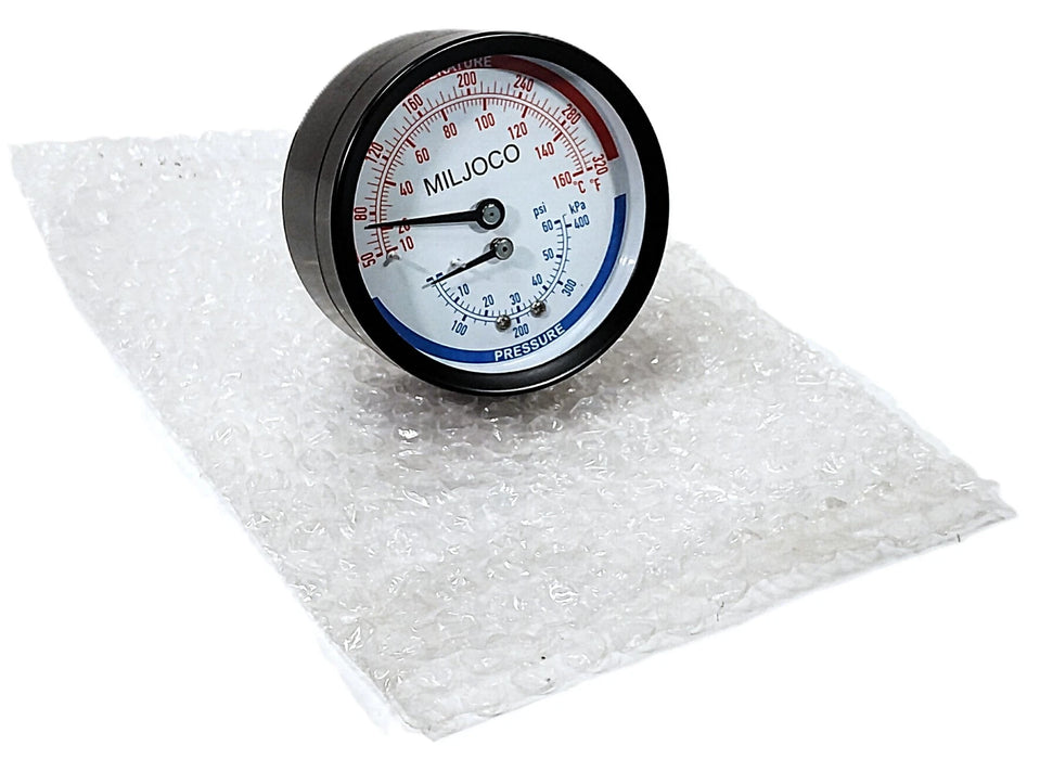 MILJOCO PB300804-2-25 0-60 psi 50-320 Deg F 1/4 in NPT Tridicator Gauge