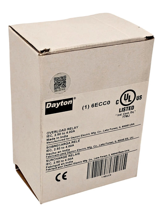 Dayton 6ECC0 2.5-4.0 A Adjustable Overload Protection Relay