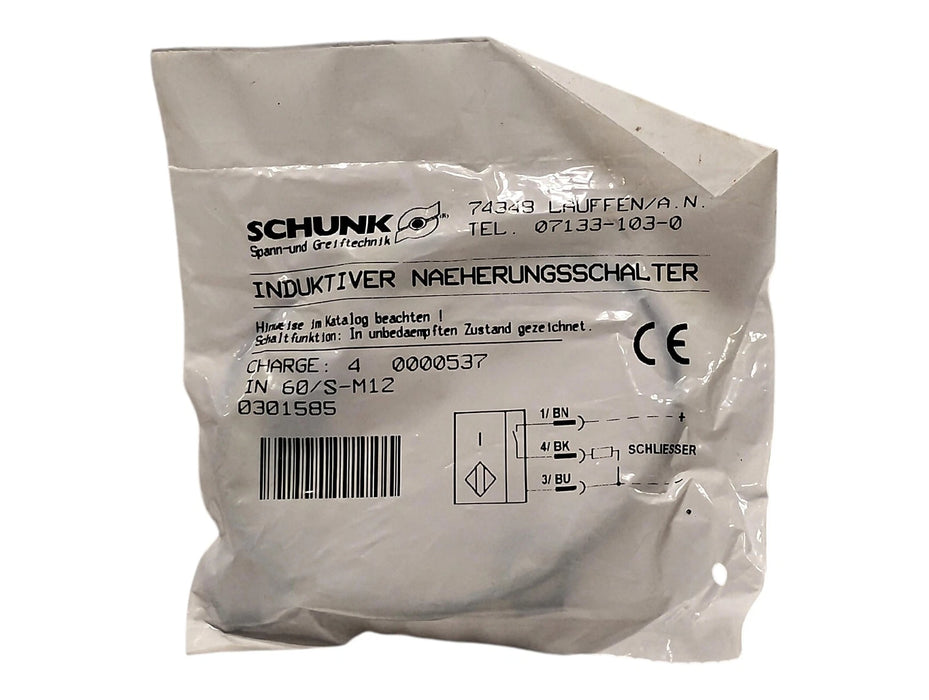 Schunk IN 60-S-M12 10-30 V DC Inductive Proximity Sensor