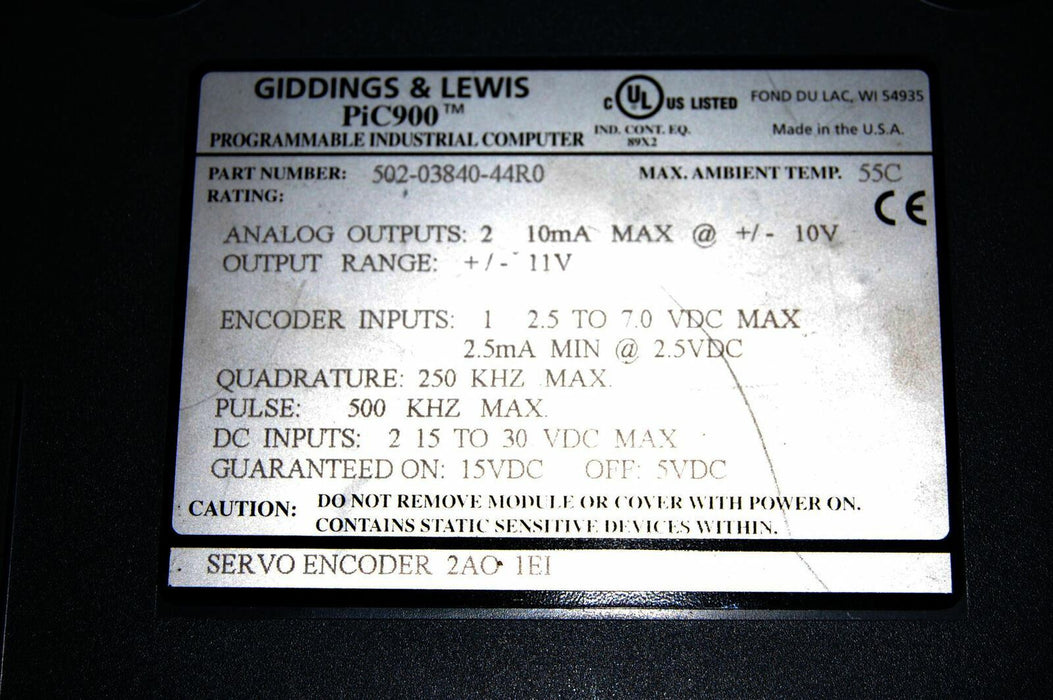 GIDDINGS & LEWIS 502-03840-44R0 SERVO ENCODER
