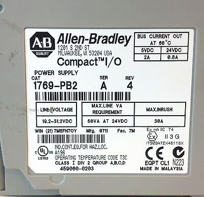 Allen-Bradley 1769-PB2 24 V DC 30 A Compact Logix DC Power Supply