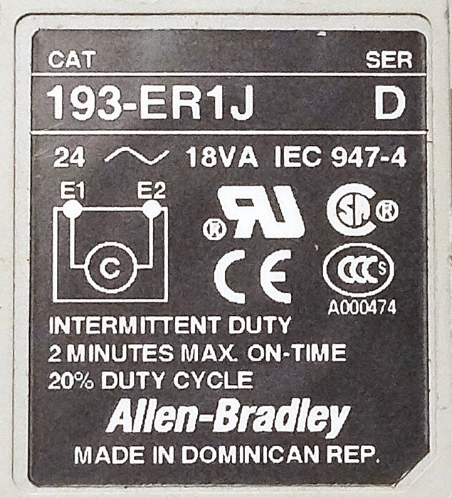 Allen-Bradley 193-ER1J 24 V AC 18 VA Electrical Reset