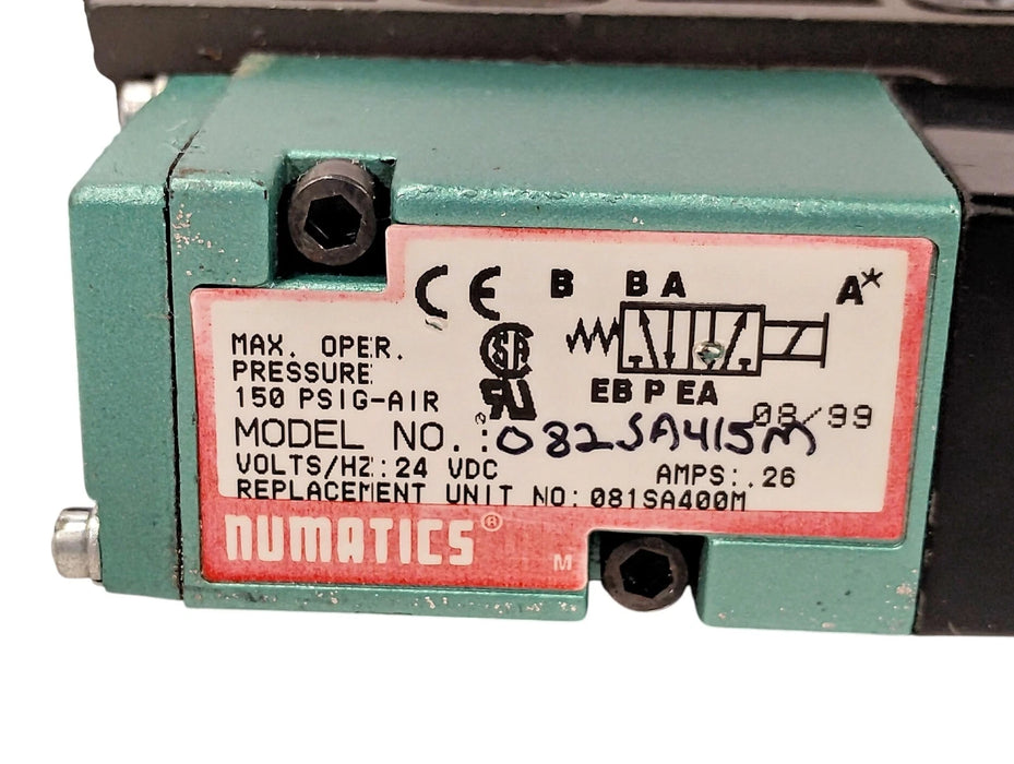 ASCO 082SA415M 150 psi Pneumatic Solenoid Valve w/ 24 V DC Coil and Manifold