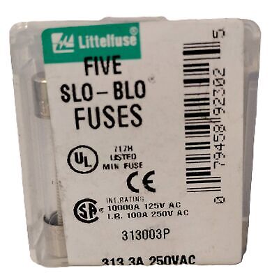 Littelfuse 313003P 250 V AC 3 A Slo-Blo Glass Fuses - Lot of 10