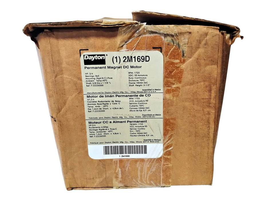 Dayton 2M169D 90 V DC 3/4 HP 1725 HP TEFC 56C Permanent Magnet DC Motor
