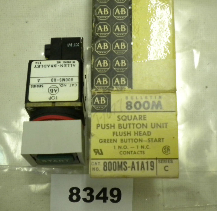 Allen-Bradley Square Push Button 800MS-A1A19 Start