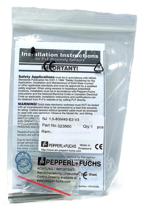 Pepperl Fuchs NJ1,5-8GM40-E2-V3 023660 10-30 V DC Inductive Proximity Sensor
