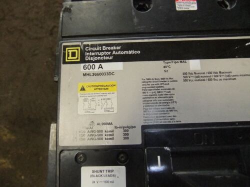 Square D 600A Circuit Breaker MHL3660033DC
