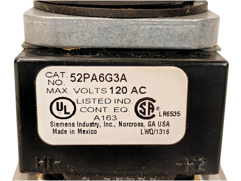 Siemens 52PA6G3A 120 V AC Transformer Type Momentary Illuminated Pushbutton