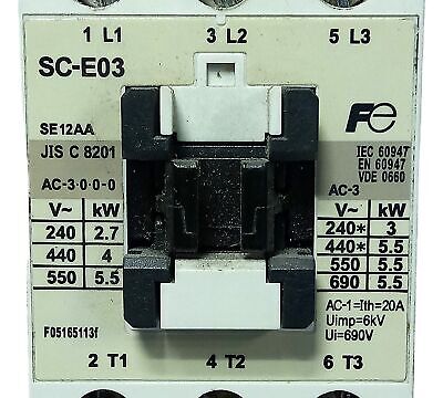 Fuji Electric SC-E03 12 A Contactor w/ TK-E02-2.8-4.2 Adjustable Overload Relay