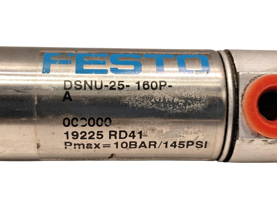 Festo DSNU-25-160-P-A 10 bar Pneumatic Cylinder w/ M10x1.25 Threaded Rod