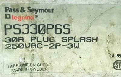 Legrand PS330P6S 250 V 30 A 2-Pole 3 Wire Pin and Sleeve Plug