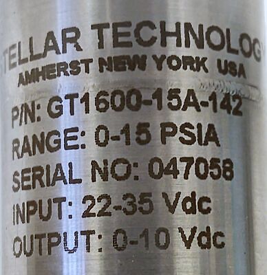 Stellar Technology GT1600-15A-142 Pressure Transducer