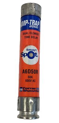 Ferraz Shawmut Amp-Trap A6D50R 50A 600V AC Class RK1 Time Delay Fuse - Lot of 3