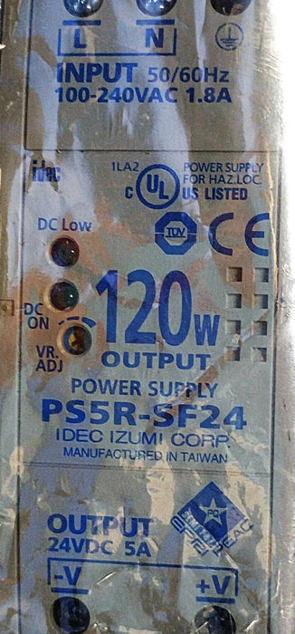 IDEC PS5R-SF24 120 W Power Supply w/ 100-240 V AC Input and 24 V DC Output