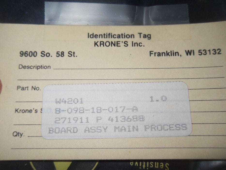 Krones 8-098-18-017A/ 8-098-18-011A Autocol Processor Board