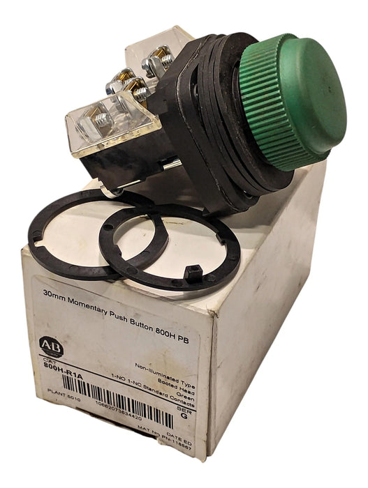 Allen-Bradley 800H-R1A Ser G Full Voltage 10 A 30 mm Green Momentary Pushbutton
