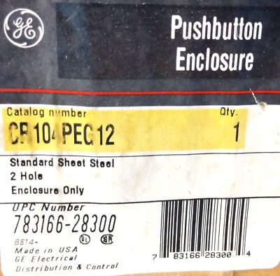GE CR104PEC12 2 Hole Steel Pushbutton Enclosure