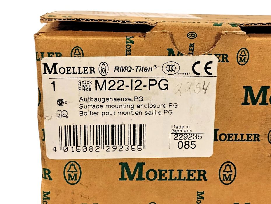 Moeller M22-12-PG 22 mm Pushbutton Enclosure w 2 Spaces