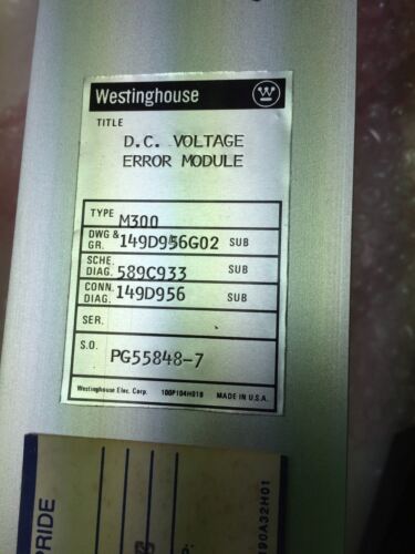 Westinghouse 149D956G02 DC Voltage Error Detector