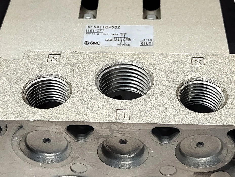SMC VFS4110-5DZ Solenoid Valve w/ 24 V DC Coil and Manifold
