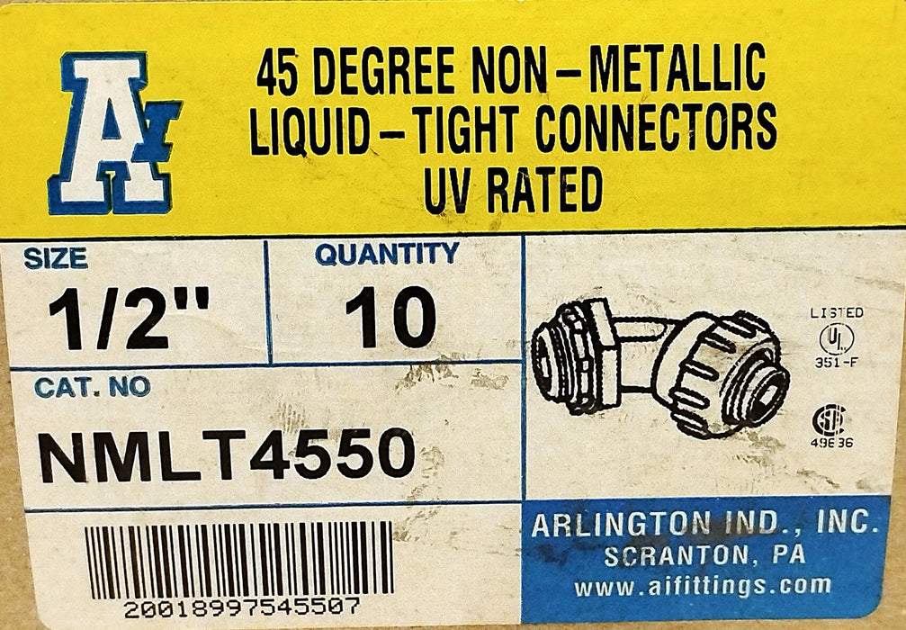 Arlington Industries NMLT4550 45 Degree Non-Metallic Liquid-Tight Connector