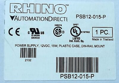 AutomationDirect PSB12-015-P RHINO 12 V 15 W Adjustable Power Supply