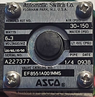 ASCO 8551A001MS Solenoid Valve