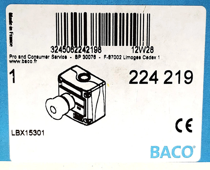 BACO LBX15301 224-219 Push-Pull Emergency Stop in Enclosure