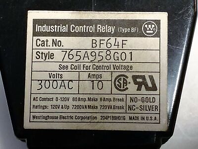 Westinghouse BF64F Control Relay