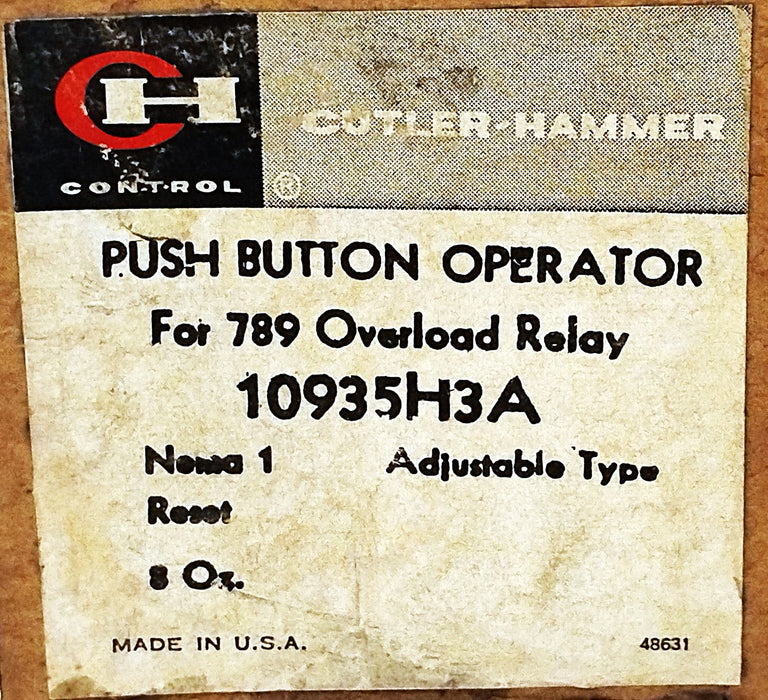 Cutler-Hammer 10935H3A Reset Pushbutton Actuator for 789 Overload Relays