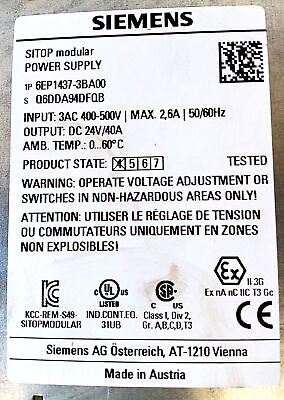 Siemens 6EP1437-3BA00 SITOP PLC Power Supply