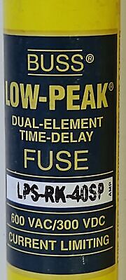 Bussmann LPS-RK-40SP LOW-PEAK 600V 40A Class J Current-Limiting Time Delay Fuse