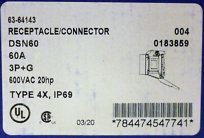 Meltric 63-64143 60A 600 VAC Receptacle