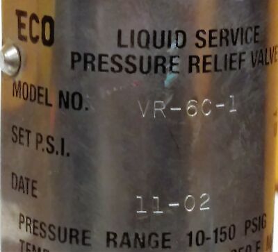 Pulsafeeder VR-6C-1 Pressure Relief Valve
