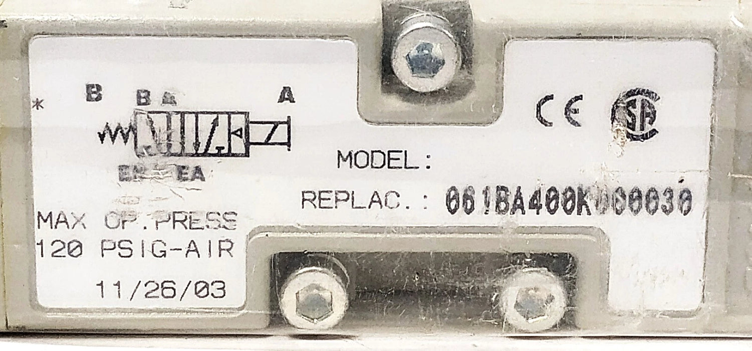 Numatics 061BA400K000030 120 psi Solenoid Valve w/ 110/120 V AC Coils