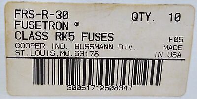 Bussmann FRS-R-30 FUSETRON 30 A Class RK5 Time-Delay Current-Limiting Fuse