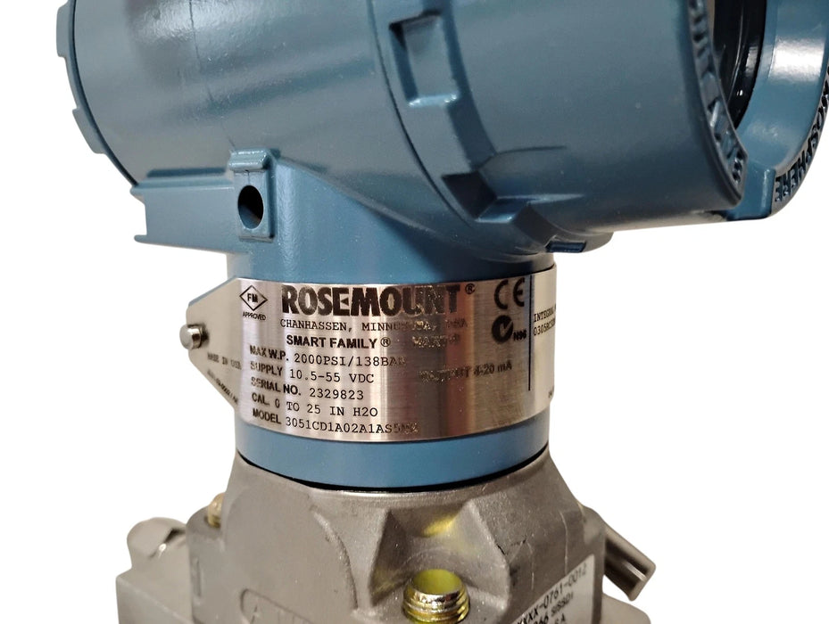 Emerson Rosemount 3051CD1A02A1AS5M5 0-25INH2O 2000PSI Smart Pressure Transmitter