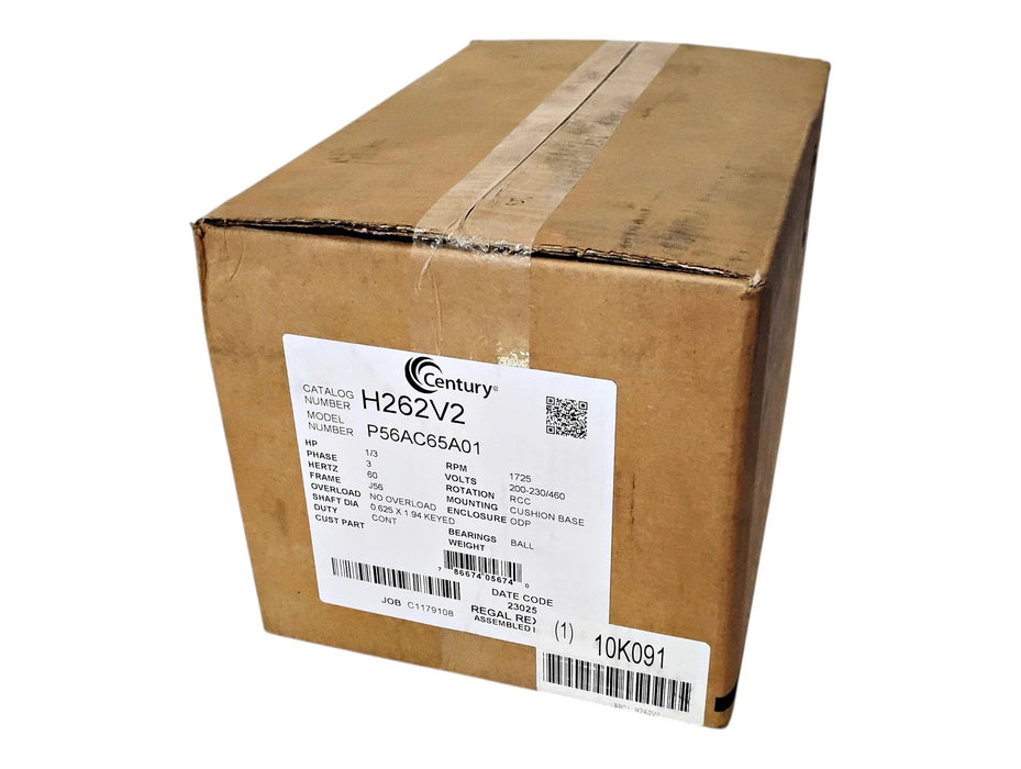 Century Motors H262V2 200-230/460 V 1725 RPM 1/3 HP J56 Fan & Blower Motor